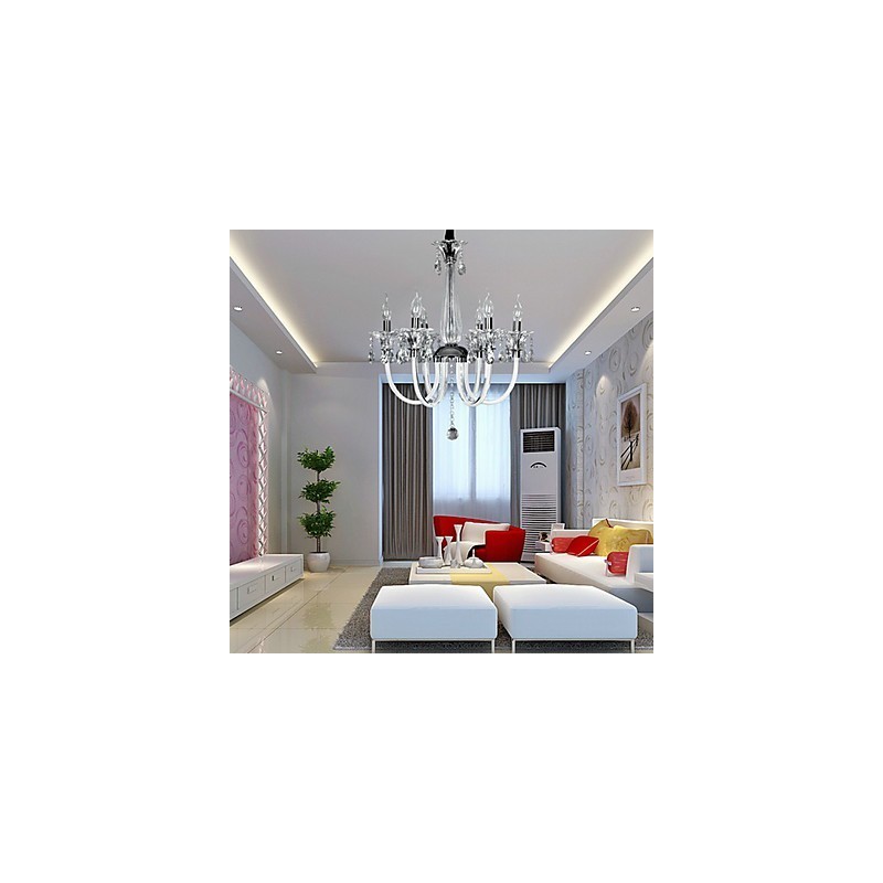 Americký styl Lodge 6 světelný lustr se skleněným stínidlem
