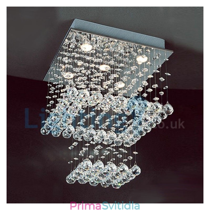 Moderní moderní lustr Závěsné svítidlo pro zapuštěnou montáž Crystal Rain Drop Light