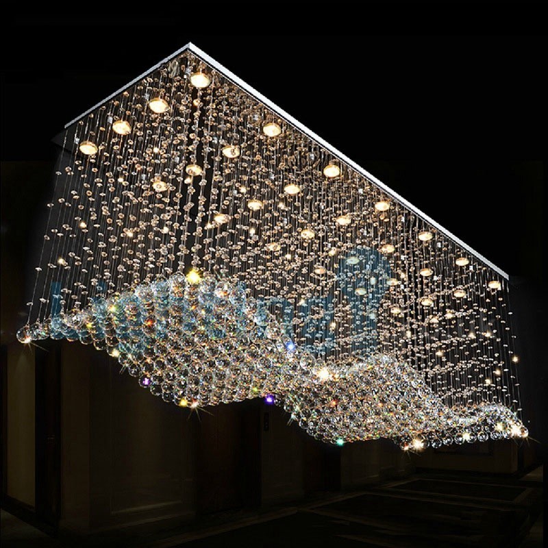 Moderní moderní lustr Závěsné svítidlo pro zapuštěnou montáž Crystal Rain Drop Light