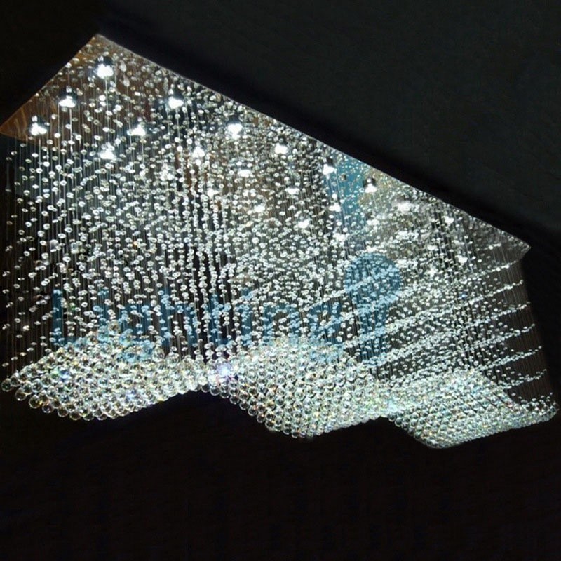 Moderní moderní lustr Závěsné svítidlo pro zapuštěnou montáž Crystal Rain Drop Light