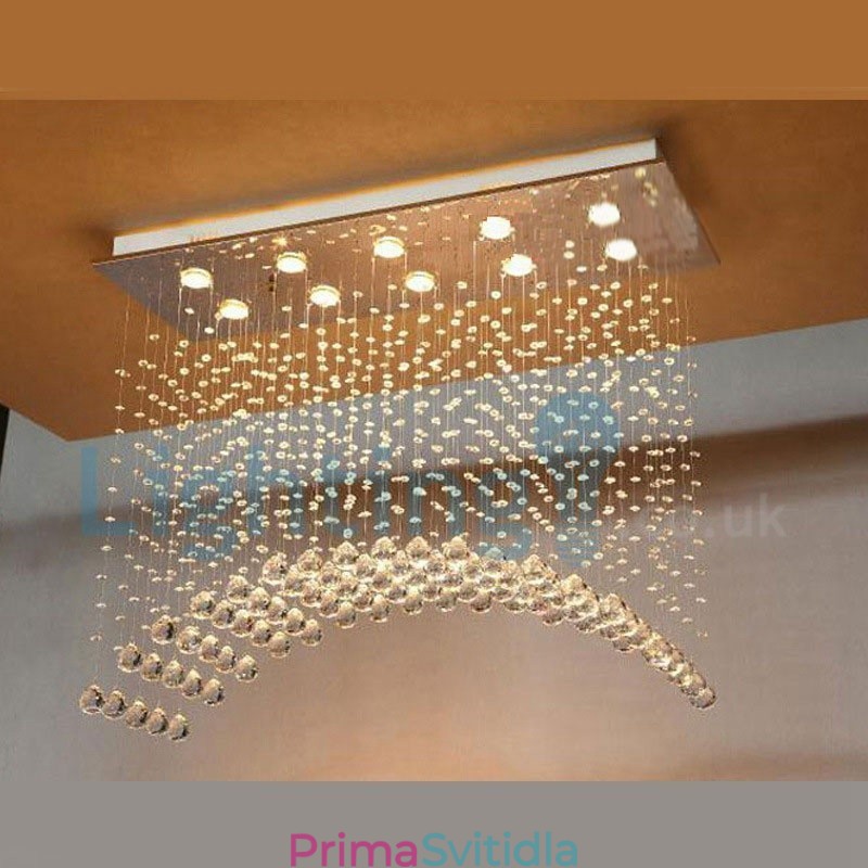 Moderní moderní lustr Závěsné svítidlo pro zapuštěnou montáž Crystal Rain Drop Light