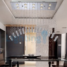 Moderní moderní lustr Závěsné svítidlo pro zapuštěnou montáž Crystal Rain Drop Light
