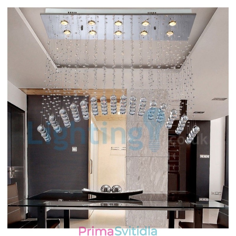Moderní moderní lustr Závěsné svítidlo pro zapuštěnou montáž Crystal Rain Drop Light