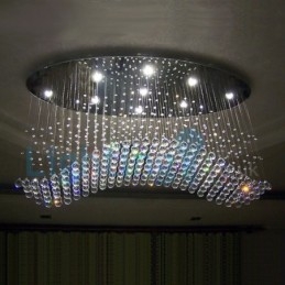 Moderní moderní lustr Závěsné svítidlo pro zapuštěnou montáž Crystal Rain Drop Light