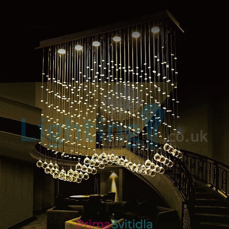 Moderní moderní lustr Závěsné svítidlo pro zapuštěnou montáž Crystal Rain Drop Light