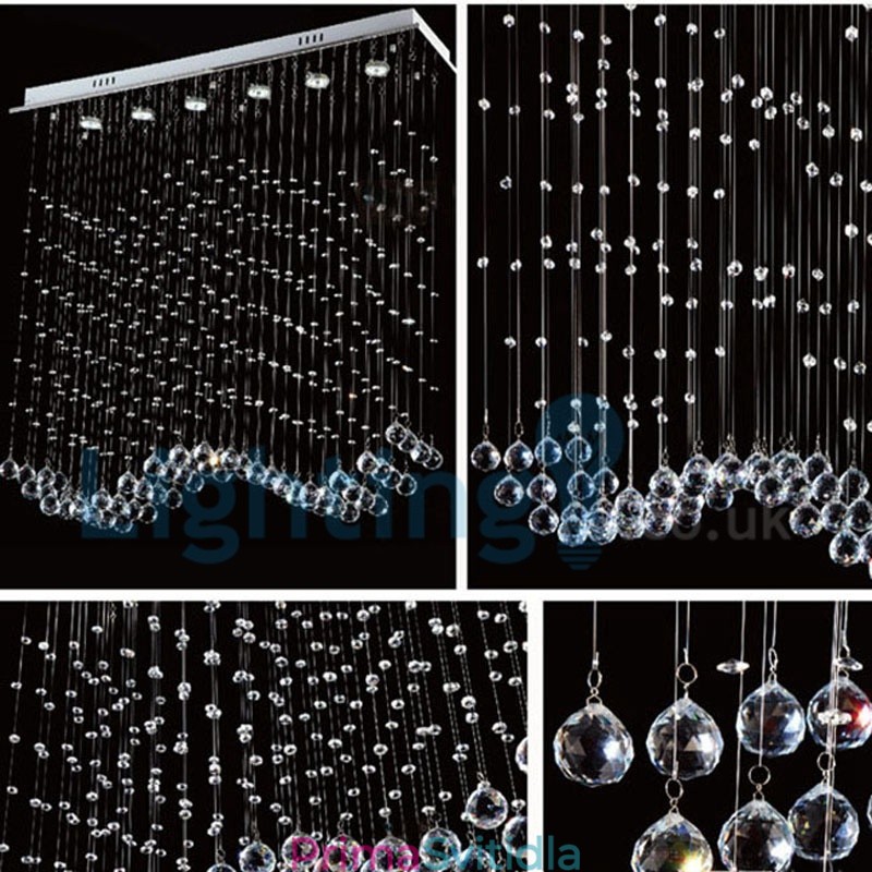 Moderní moderní lustr Závěsné svítidlo pro zapuštěnou montáž Crystal Rain Drop Light