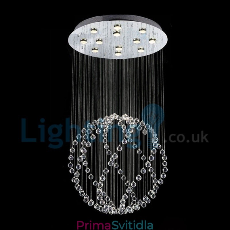 Moderní moderní lustr Závěsné svítidlo pro zapuštěnou montáž Crystal Rain Drop Light