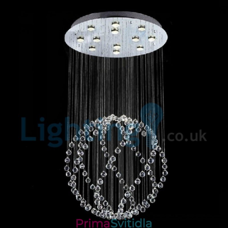 Moderní moderní lustr Závěsné svítidlo pro zapuštěnou montáž Crystal Rain Drop Light