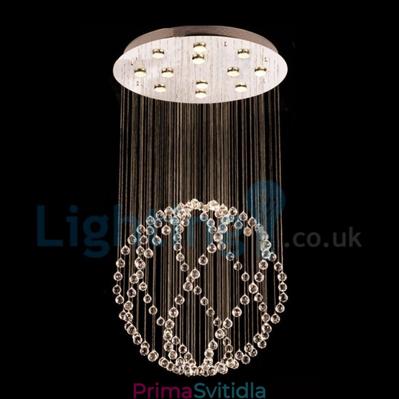 Moderní moderní lustr Závěsné svítidlo pro zapuštěnou montáž Crystal Rain Drop Light