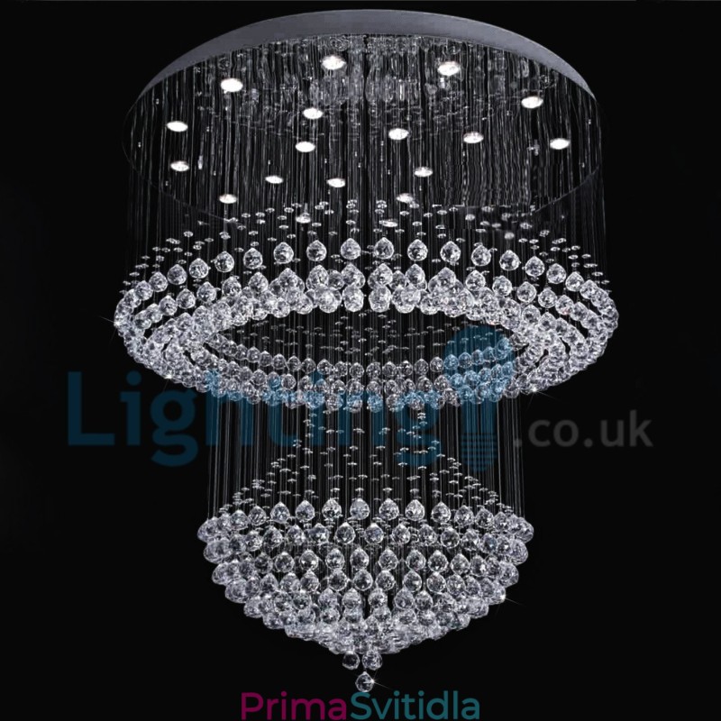 Moderní moderní lustr Závěsné svítidlo pro zapuštěnou montáž Crystal Rain Drop Light