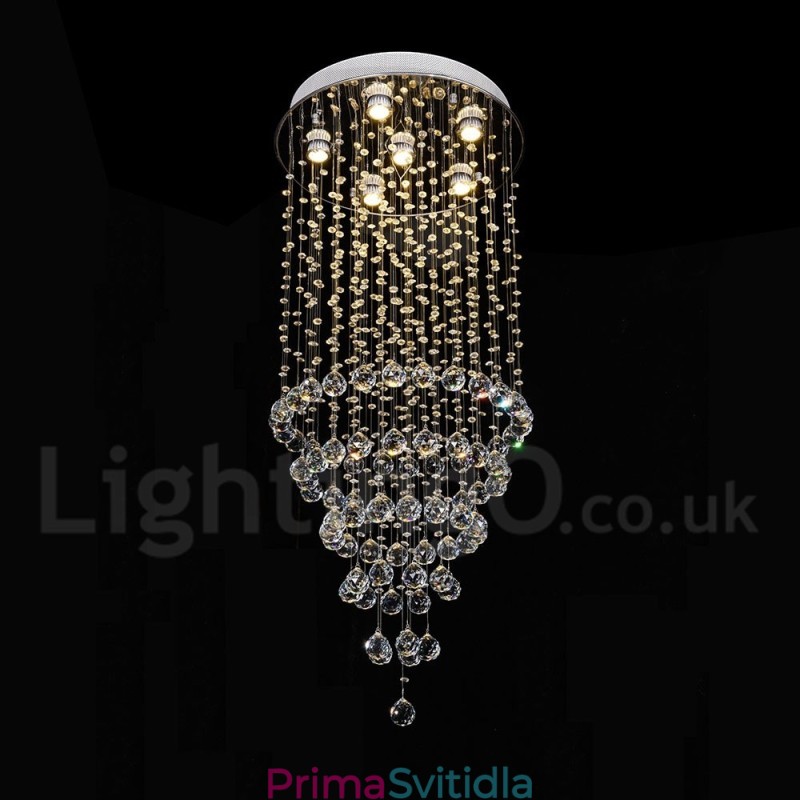 Moderní moderní lustr Závěsné svítidlo pro zapuštěnou montáž Crystal Rain Drop Light