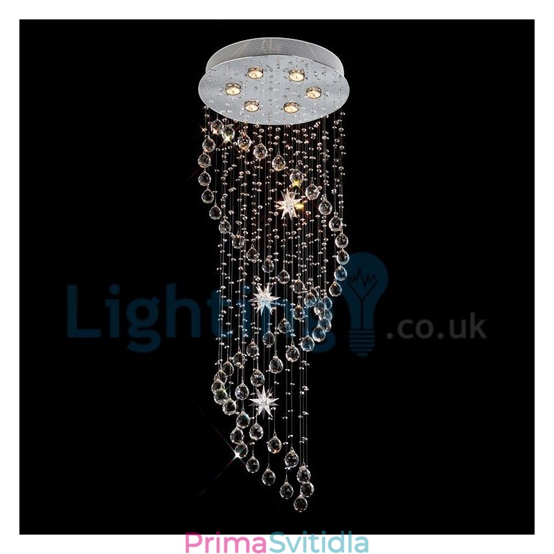 Moderní moderní lustr Závěsné svítidlo pro zapuštěnou montáž Crystal Rain Drop Light