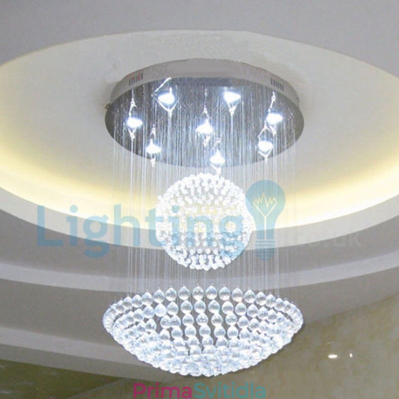 Moderní moderní lustr Závěsné svítidlo pro zapuštěnou montáž Crystal Rain Drop Light