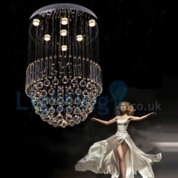 Moderní moderní lustr Závěsné svítidlo pro zapuštěnou montáž Crystal Rain Drop Light