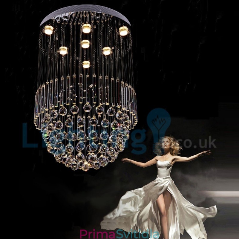 Moderní moderní lustr Závěsné svítidlo pro zapuštěnou montáž Crystal Rain Drop Light