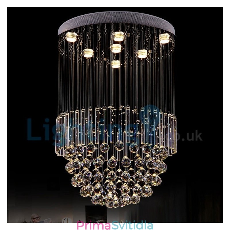 Moderní moderní lustr Závěsné svítidlo pro zapuštěnou montáž Crystal Rain Drop Light