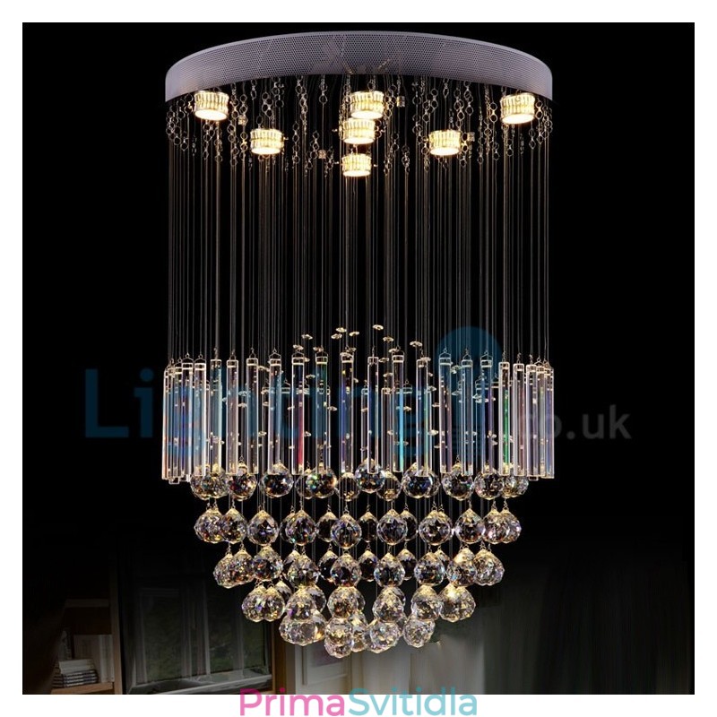 Moderní moderní lustr Závěsné svítidlo pro zapuštěnou montáž Crystal Rain Drop Light