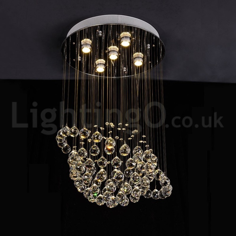 Moderní moderní lustr Závěsné svítidlo pro zapuštěnou montáž Crystal Rain Drop Light