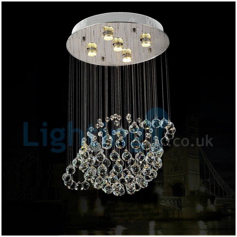 Moderní moderní lustr Závěsné svítidlo pro zapuštěnou montáž Crystal Rain Drop Light