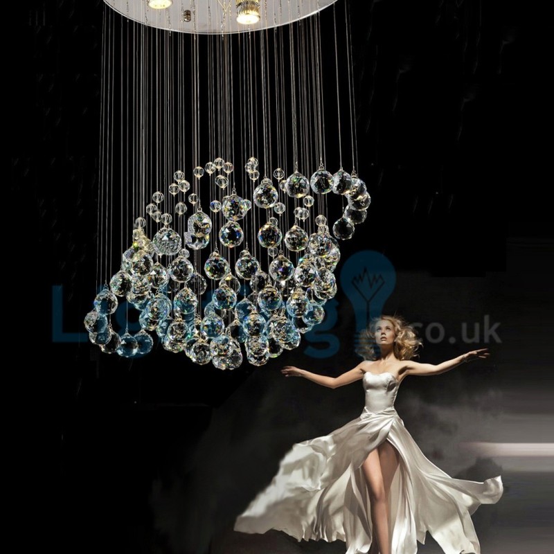 Moderní moderní lustr Závěsné svítidlo pro zapuštěnou montáž Crystal Rain Drop Light