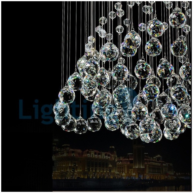 Moderní moderní lustr Závěsné svítidlo pro zapuštěnou montáž Crystal Rain Drop Light