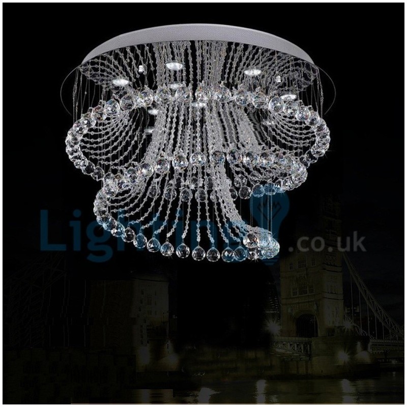 Moderní moderní lustr Závěsné svítidlo pro zapuštěnou montáž Crystal Rain Drop Light