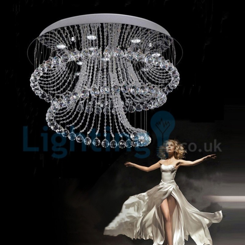 Moderní moderní lustr Závěsné svítidlo pro zapuštěnou montáž Crystal Rain Drop Light