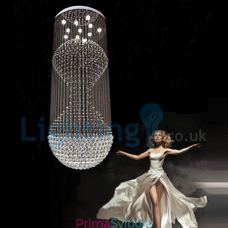 Moderní moderní lustr Závěsné svítidlo pro zapuštěnou montáž Crystal Rain Drop Light