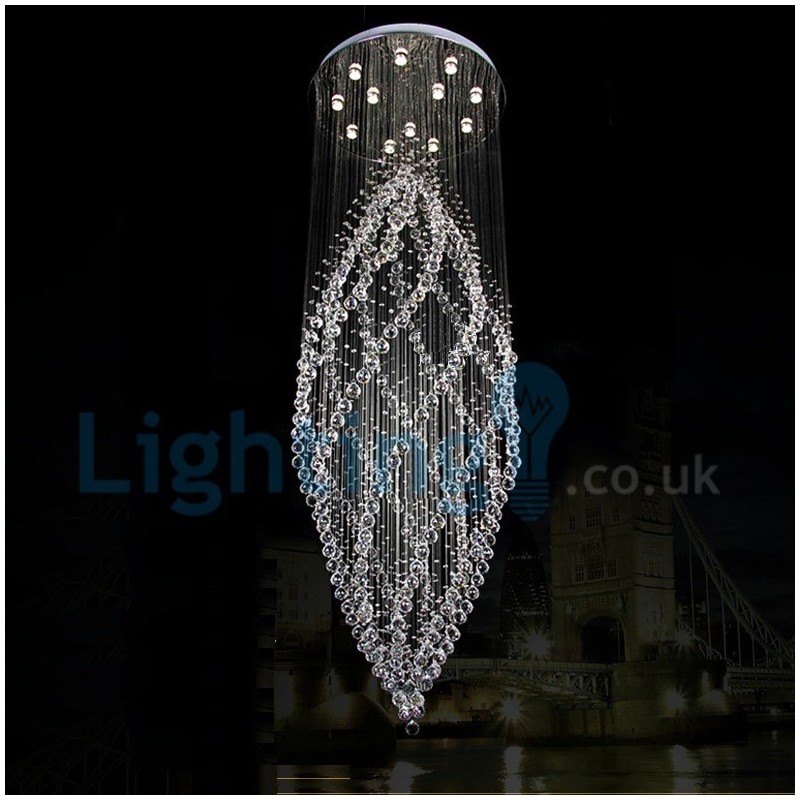Moderní moderní lustr Závěsné svítidlo pro zapuštěnou montáž Crystal Rain Drop Light