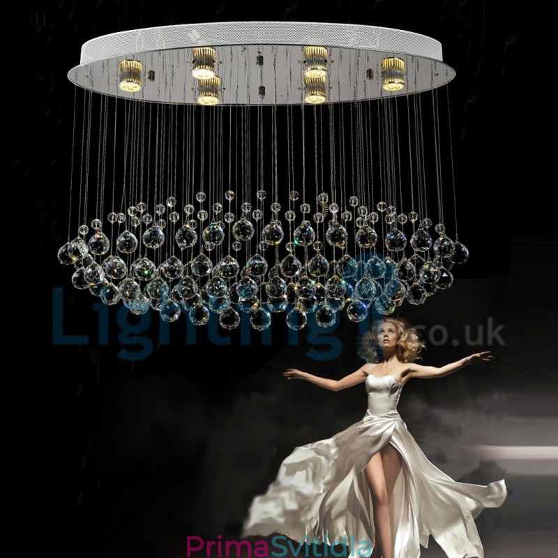 Moderní moderní lustr Závěsné svítidlo pro zapuštěnou montáž Crystal Rain Drop Light
