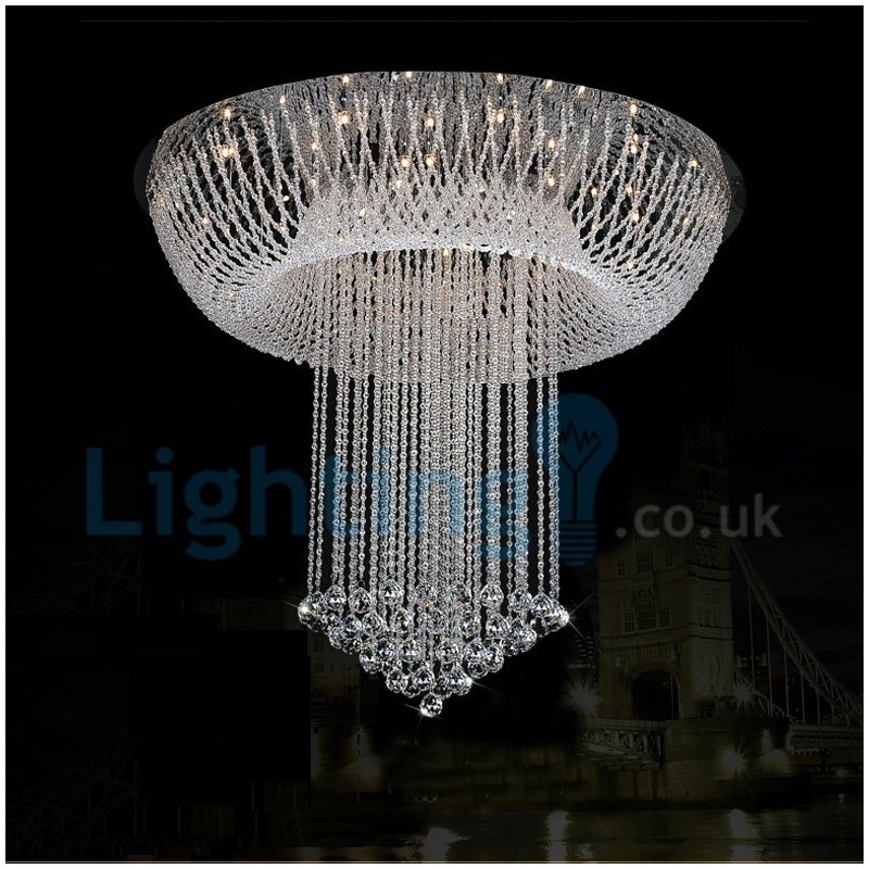 Moderní moderní lustr Závěsné svítidlo pro zapuštěnou montáž Crystal Rain Drop Light