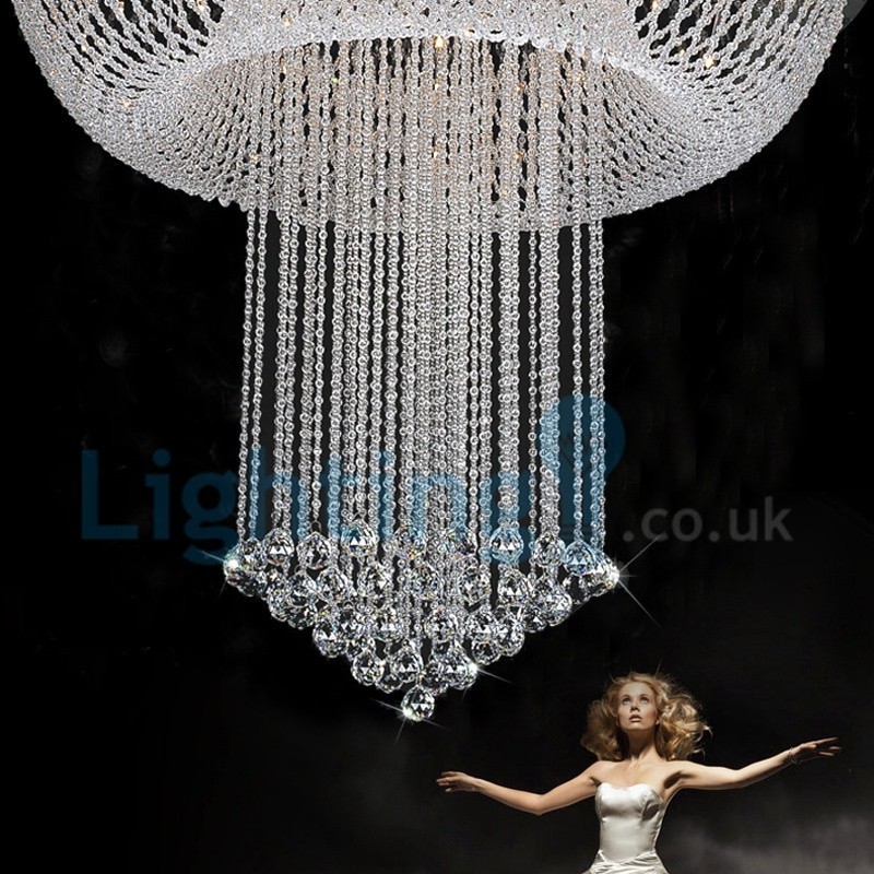 Moderní moderní lustr Závěsné svítidlo pro zapuštěnou montáž Crystal Rain Drop Light