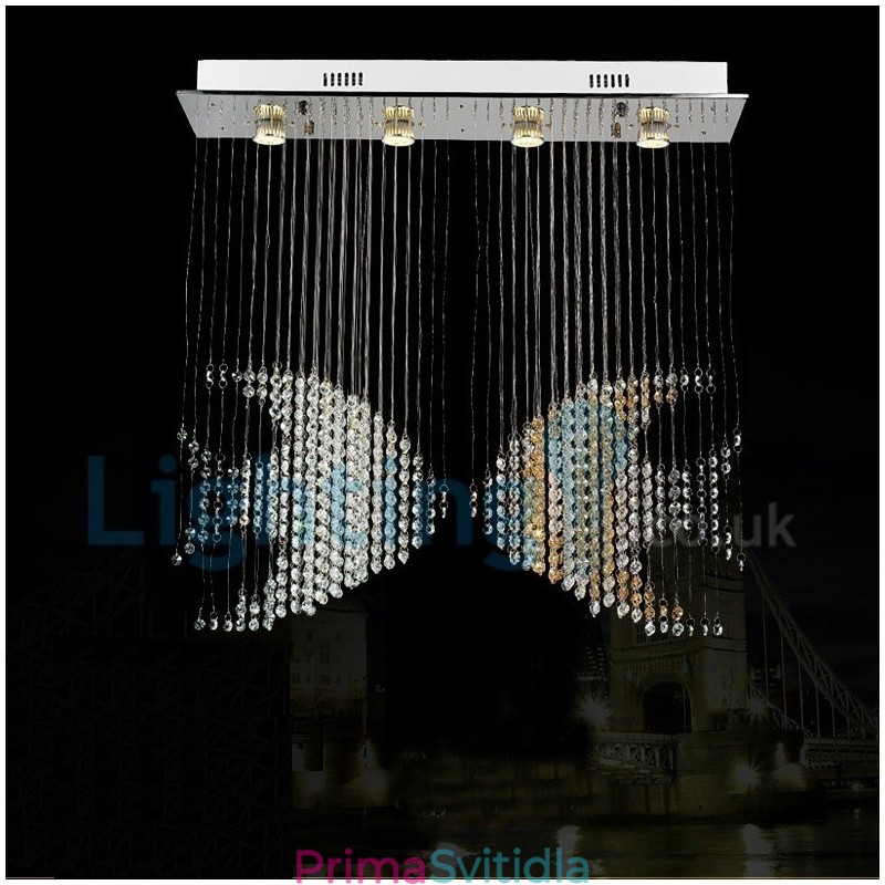 Moderní moderní lustr Závěsné svítidlo pro zapuštěnou montáž Crystal Rain Drop Light