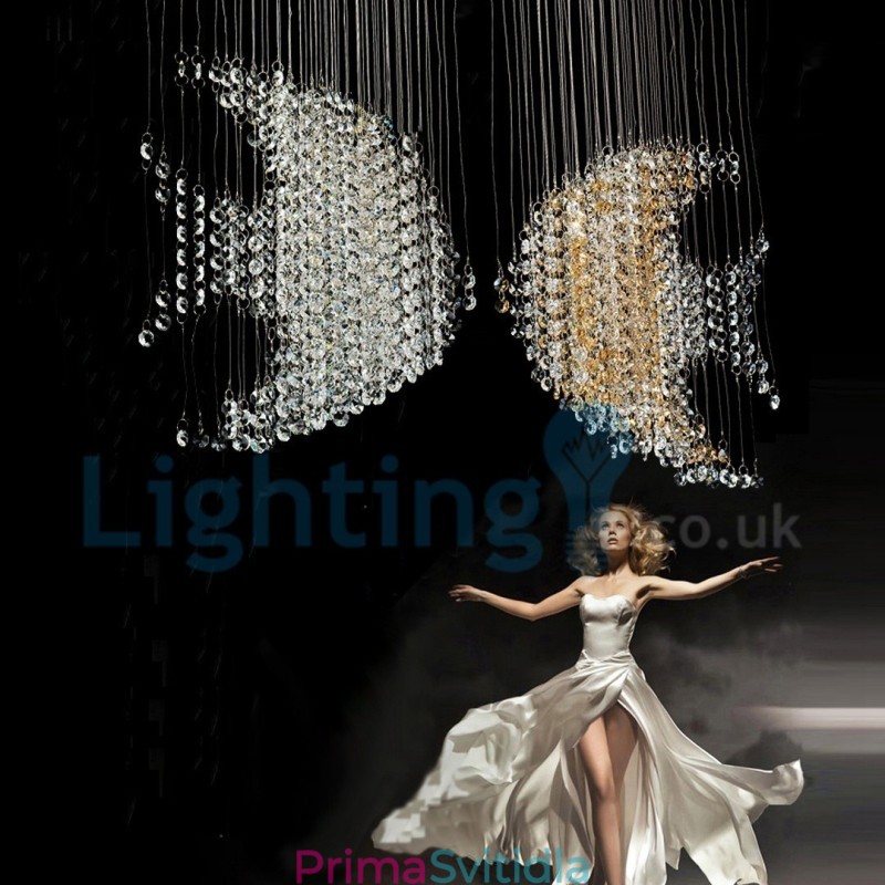Moderní moderní lustr Závěsné svítidlo pro zapuštěnou montáž Crystal Rain Drop Light