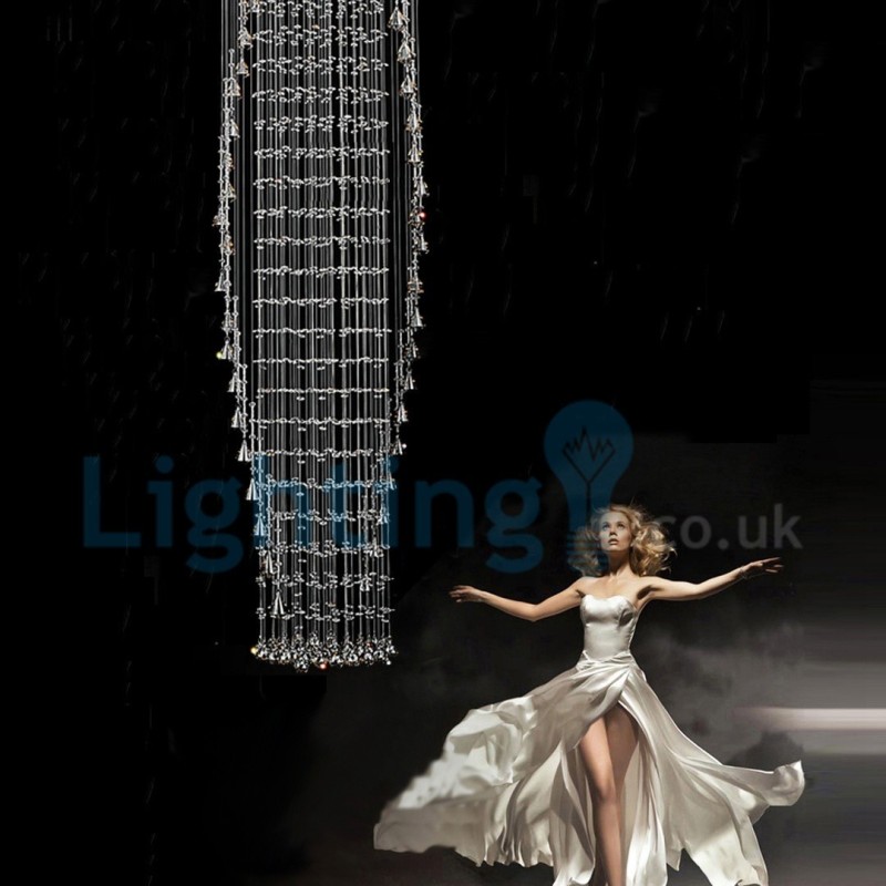 Moderní moderní lustr Závěsné svítidlo pro zapuštěnou montáž Crystal Rain Drop Light