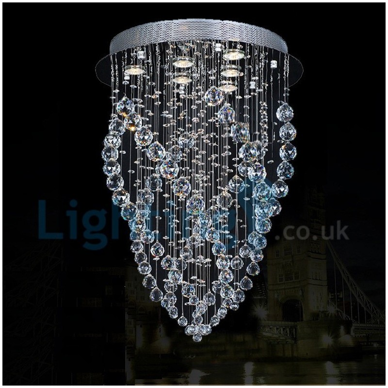 Moderní moderní lustr Závěsné svítidlo pro zapuštěnou montáž Crystal Rain Drop Light