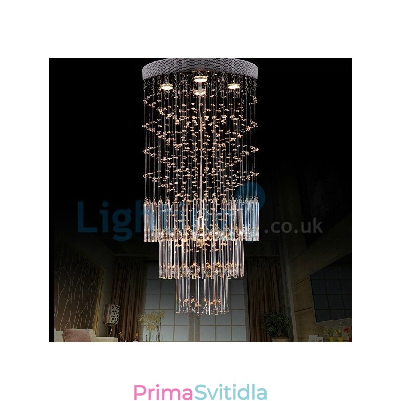 Moderní moderní lustr Závěsné svítidlo pro zapuštěnou montáž Crystal Rain Drop Light
