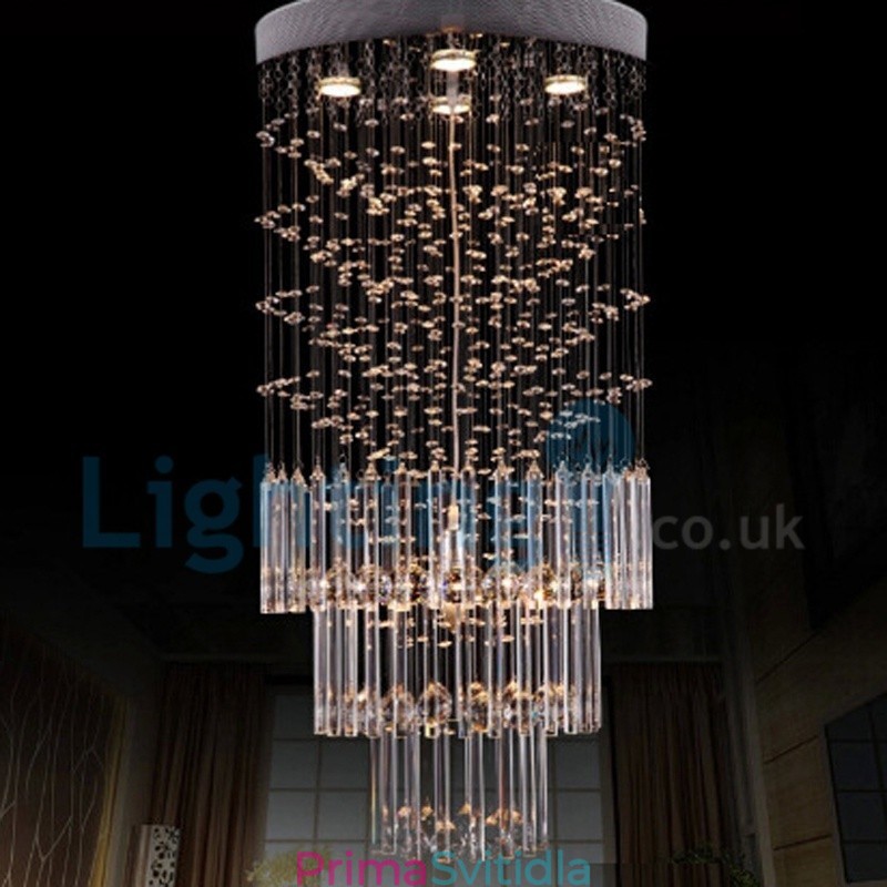 Moderní moderní lustr Závěsné svítidlo pro zapuštěnou montáž Crystal Rain Drop Light