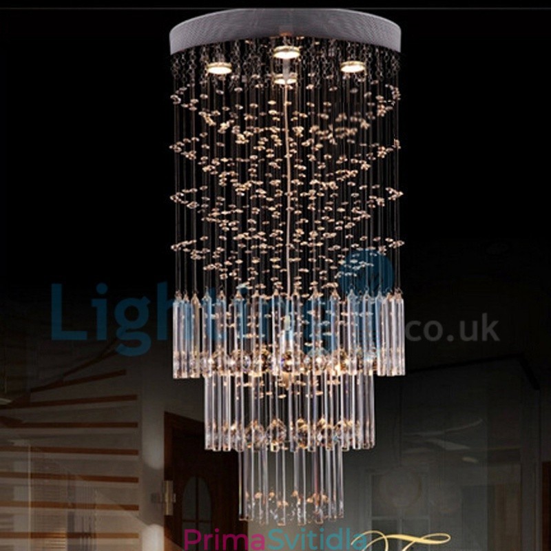 Moderní moderní lustr Závěsné svítidlo pro zapuštěnou montáž Crystal Rain Drop Light