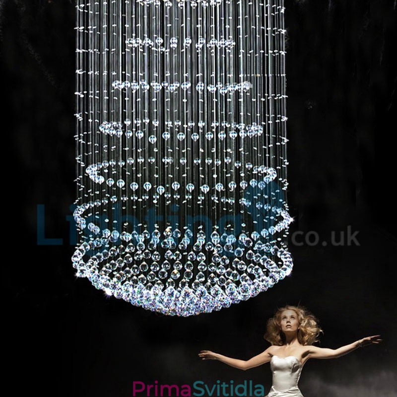 Moderní moderní lustr Závěsné svítidlo pro zapuštěnou montáž Crystal Rain Drop Light