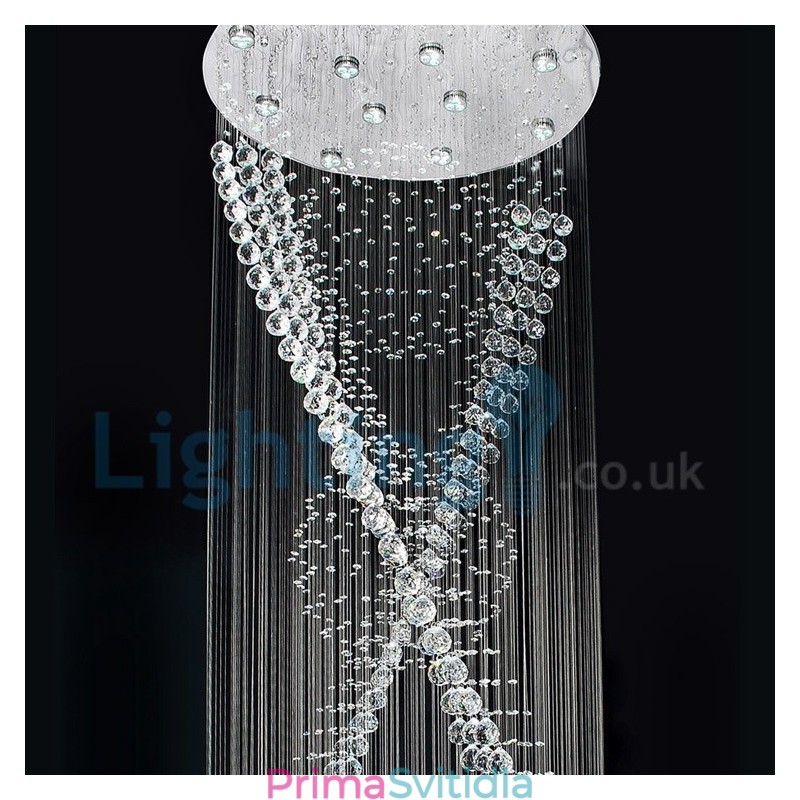Moderní moderní lustr Závěsné svítidlo pro zapuštěnou montáž Crystal Rain Drop Light