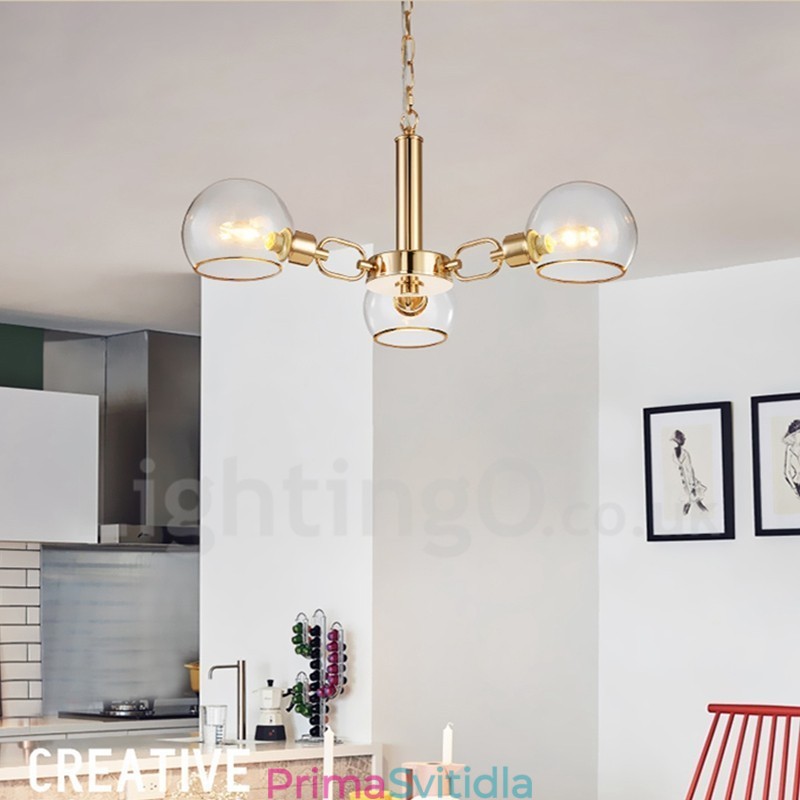 3 světla Severská postmoderní kreativní skleněný lustr Magic Bean