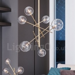 6 světel Nordic Lamp lustr Jednoduchý kreativní retro železný skleněný koule Magic Bean lustr