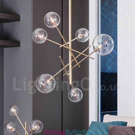 6 světel Nordic Lamp lustr Jednoduchý kreativní retro železný skleněný koule Magic Bean lustr 6 světel Nordic Lamp lustr Jednoduchý kreativní retro železný skleněný koule Magic Bean lustr