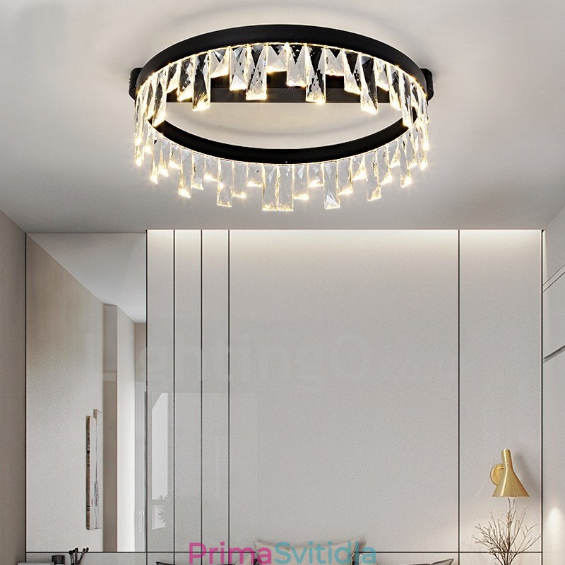 Moderní minimalistické kreativní kruhové stropní křišťálové světlo