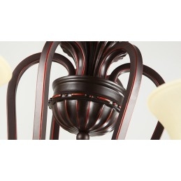 24 světel Vysoký strop Vintage Country Island Malba Kovový lustr se skleněnými stínidly Vysoký strop