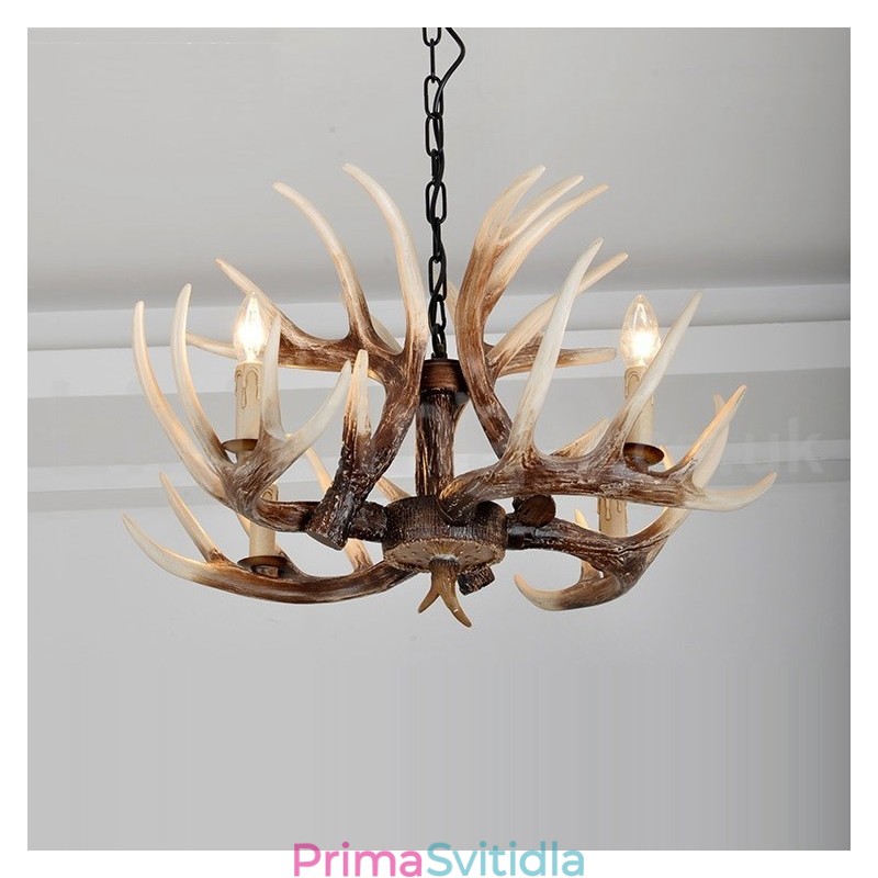 4 Lehký rustikální umělecký Retro Antler starožitný lustr