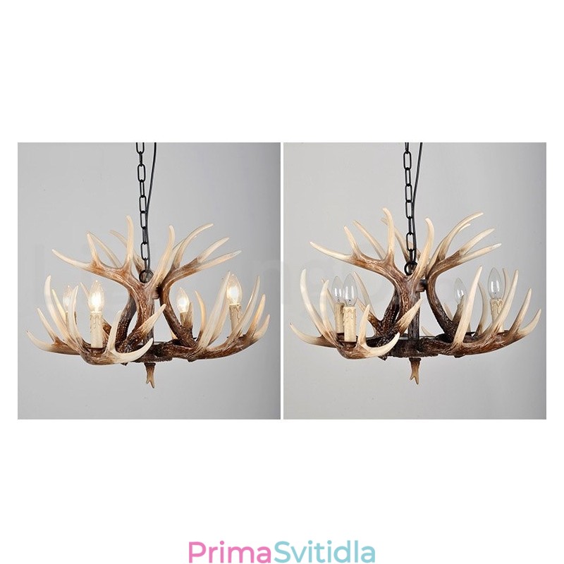 4 Lehký rustikální umělecký Retro Antler starožitný lustr