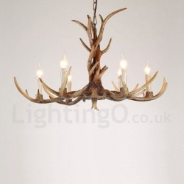 6 Lehký rustikální umělecký Retro Paroh Vintage Candle Lustr