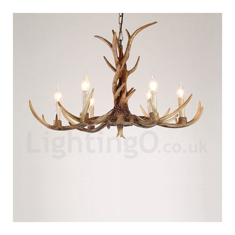 6 Lehký rustikální umělecký Retro Paroh Vintage Candle Lustr